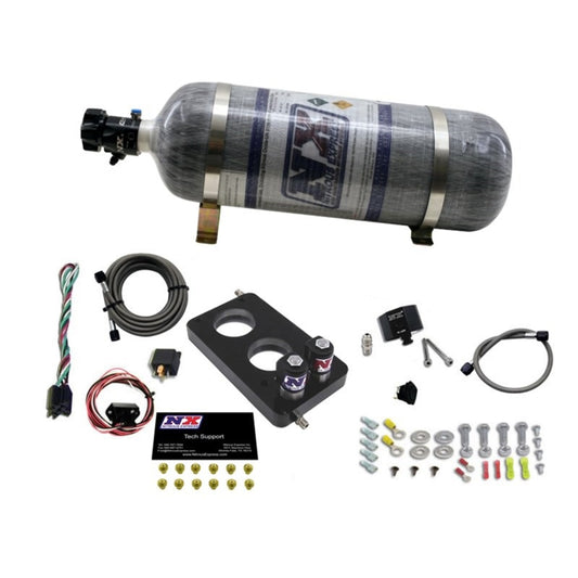 Nitrous Express 05-10 Ford Mustang 4.6L 3 Valve Nitrous Plate Kit (50-150HP) w/12lb Bottle - Burkken Auto Parts