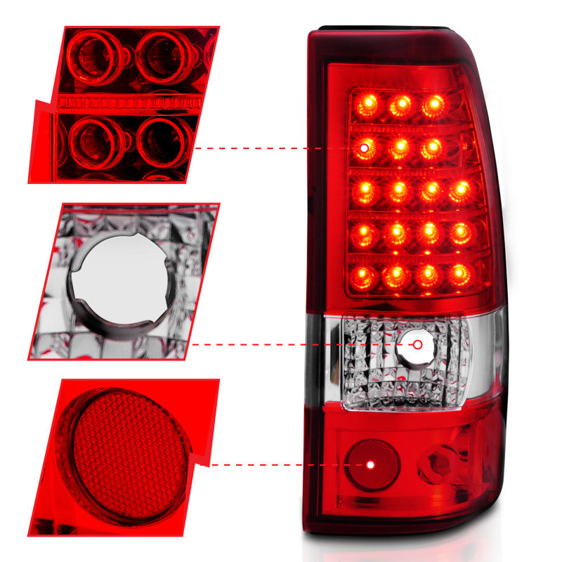 ANZO 2003-2006 Chevrolet Silverado 1500 LED Taillights Red/Clear - Burkken Auto Parts