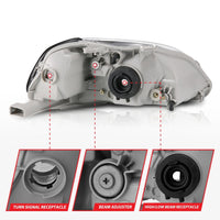 ANZO 1996-1998 Honda Civic Crystal Headlights Black - Burkken Auto Parts