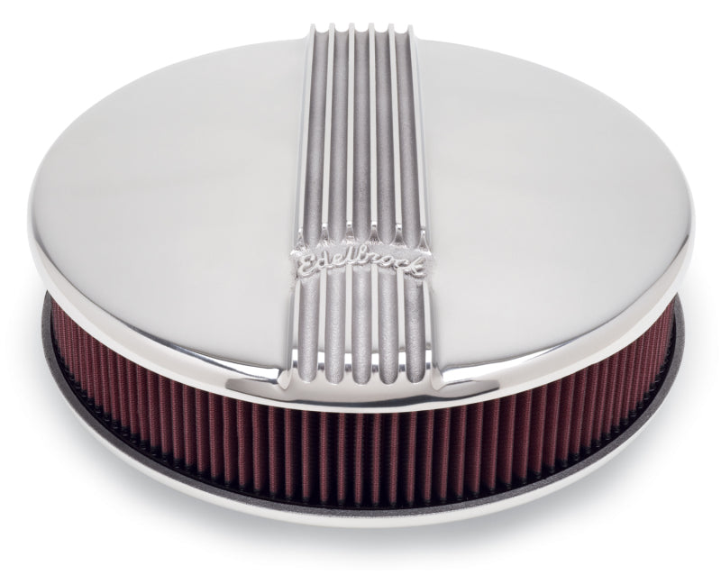 Edelbrock Air Cleaner Classic Series Round Aluminum Top Cloth Element 14In Dia X 3 9In Polished - Burkken Auto Parts
