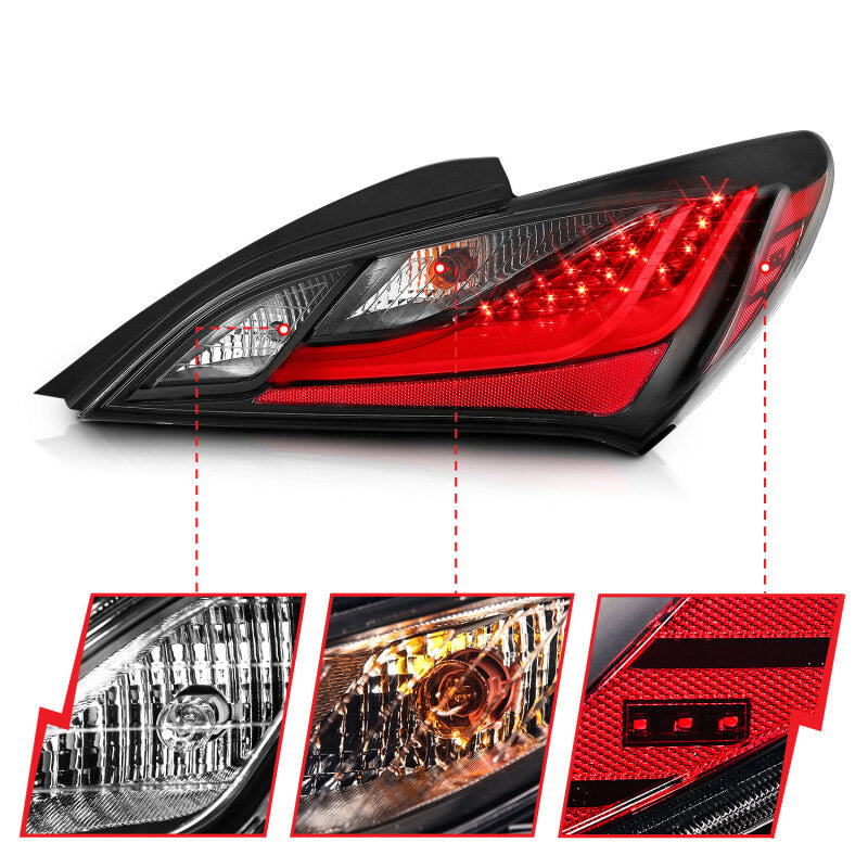 ANZO 10-13 Hyundai Genesis 2DR LED Taillights Smoke - Burkken Auto Parts
