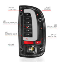 ANZO 95-00 Toyota Tacoma LED Taillights Black Housing Clear Lens (Pair) - Burkken Auto Parts