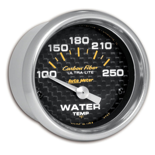 Autometer Carbon Fiber 52mm 100-250 Deg F Electronic Water Temp Gauge - Burkken Auto Parts