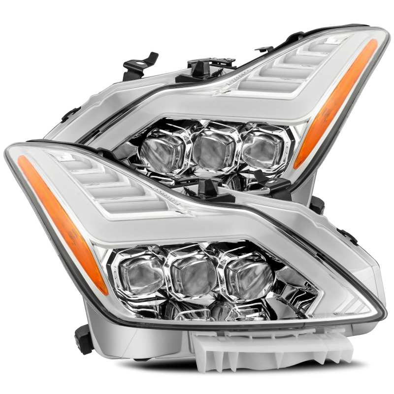 AlphaRex 08-13 Infiniti G37 NOVA LED Proj Headlights Chrome w/ Activ Light/Seq Signal/DRL - Burkken Auto Parts