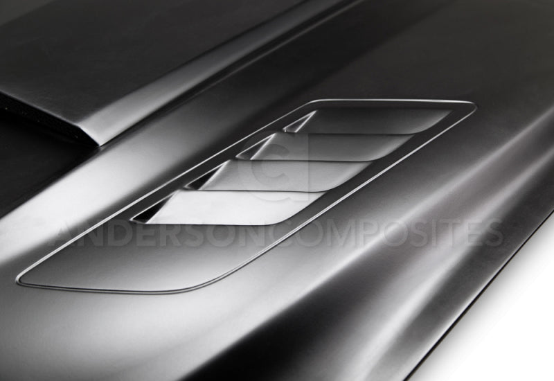 Anderson Composites 15-16 Ford Mustang (Excl. GT350/GT350R) Ram Air Fiberglass Hood - Burkken Auto Parts