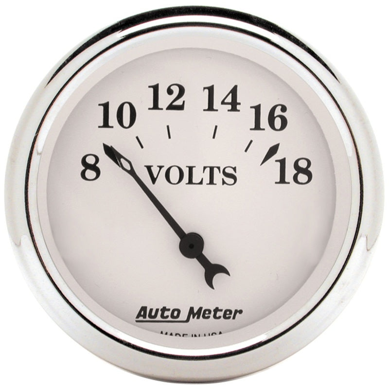 AutoMeter Gauge Voltmeter 2-1/16in. 18V Elec Old Tyme White - Burkken Auto Parts