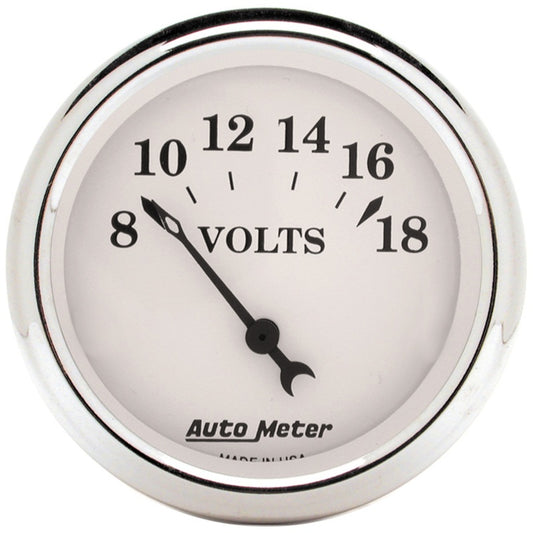 AutoMeter Gauge Voltmeter 2-1/16in. 18V Elec Old Tyme White - Burkken Auto Parts