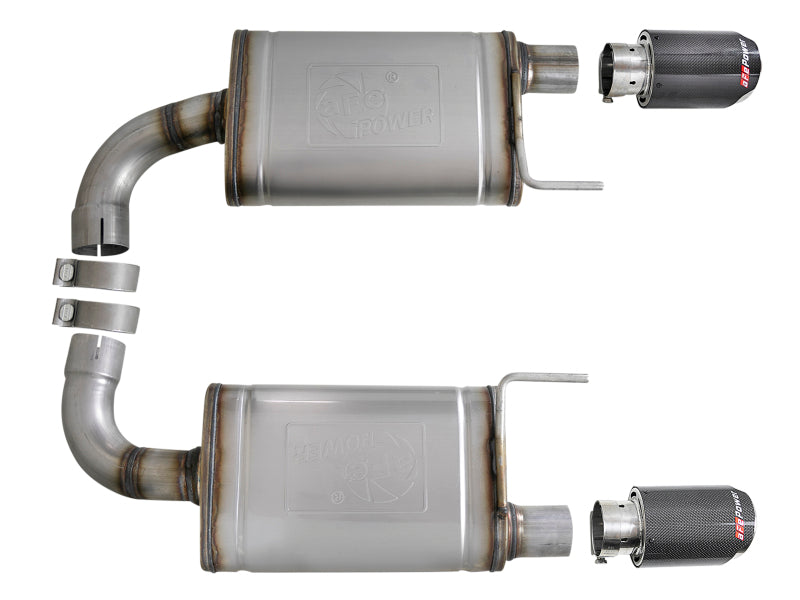 aFe MACH Force Xp SS Axle Back Exhaust System w/ Carbon Fiber Tips 15-17 Ford Mustang GT V8-5.0L - Burkken Auto Parts