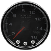 Autometer Spek-Pro Gauge Nitrous Press 2 1/16in 1600psi Stepper Motor W/Peak & Warn Blk/Smoke/Blk - Burkken Auto Parts