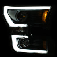 ANZO 2015-2016 Ford F-150 Projector Headlights w/ Plank Style Design Black w/ Amber - Burkken Auto Parts