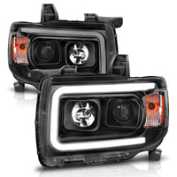 ANZO 2015+ GMC Canyon Projector Headlights w/ Plank Style Design Black w/ Amber - Burkken Auto Parts