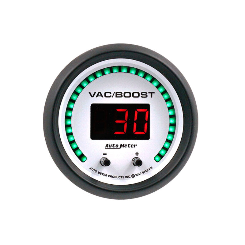 Autometer 52.4mm White Switchable 0-1600 PSI / 0-110 BAR Vacuum/Boost Phantom Elite Digital Gauge - Burkken Auto Parts