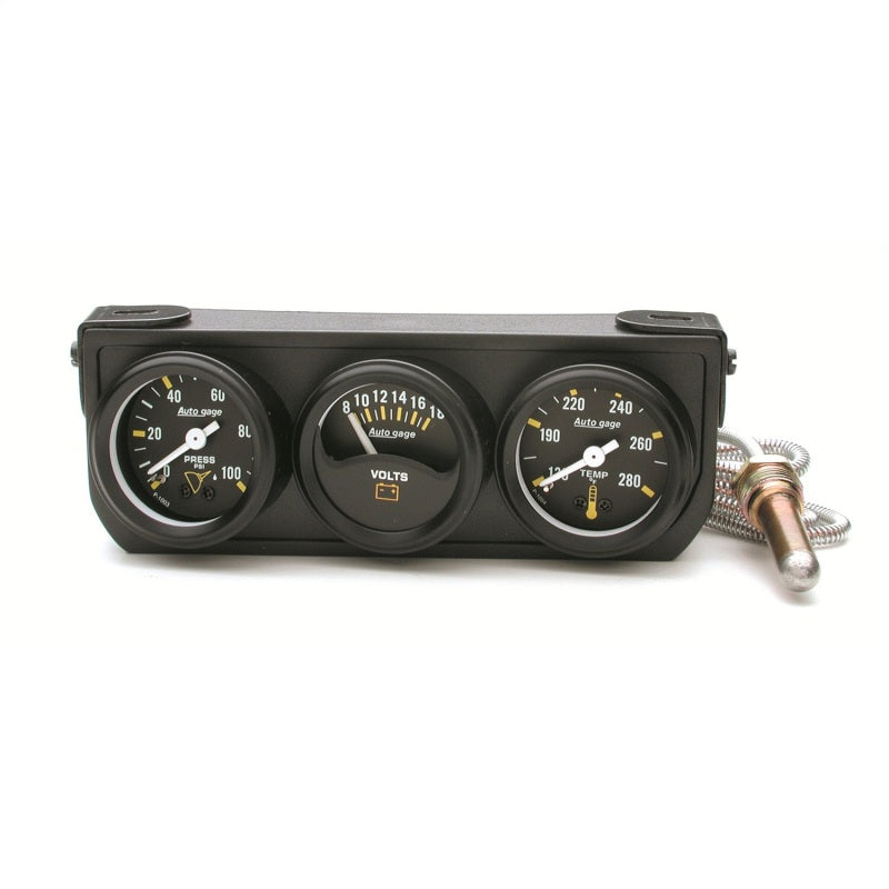 Autometer Auto Gauge Console Oil Pressure / WTMP / Volt. 1.5in 100 psi 280 Deg. 18V Mechanical BK - Burkken Auto Parts