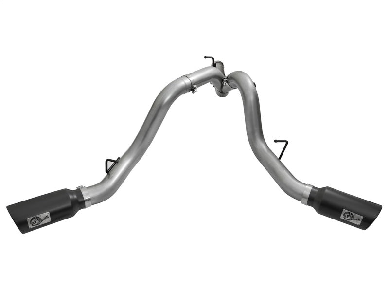 aFe LARGE Bore HD 4in Dual DPF-Back SS Exhaust w/Black Tip 16-17 GM Diesel Truck V8-6.6L (td) LML - Burkken Auto Parts