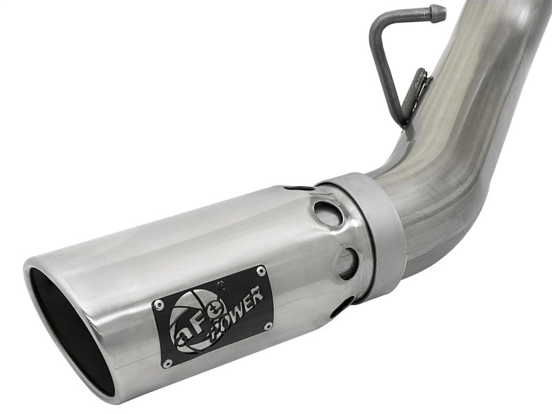 aFe Large Bore-HD 4in 409-SS DPF-Back Exhaust w/Dual Polished Tips 2017 GM Duramax V8-6.6L (td) L5P - Burkken Auto Parts