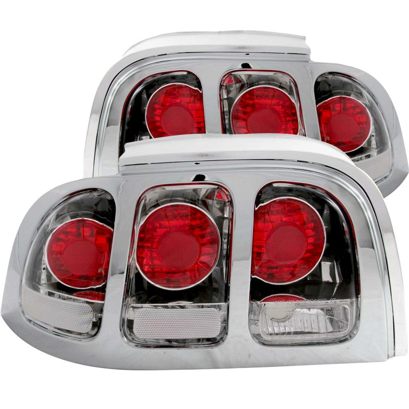 ANZO 1994-1998 Ford Mustang Taillights Chrome - Burkken Auto Parts