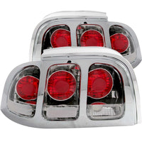 ANZO 1994-1998 Ford Mustang Taillights Chrome - Burkken Auto Parts