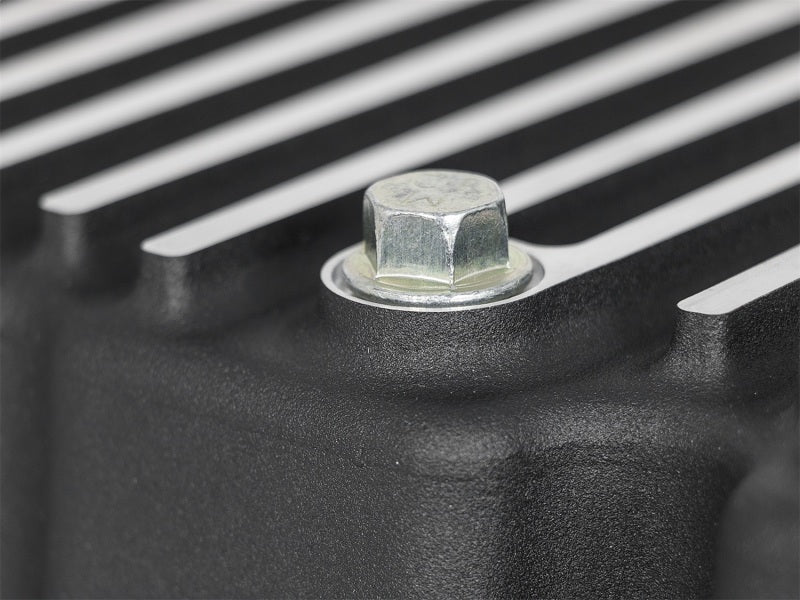 AFE Pro Series Engine Oil Pan Black w/Machined Fins; 11-16 Ford Powerstroke V8-6.7L (td) - Burkken Auto Parts