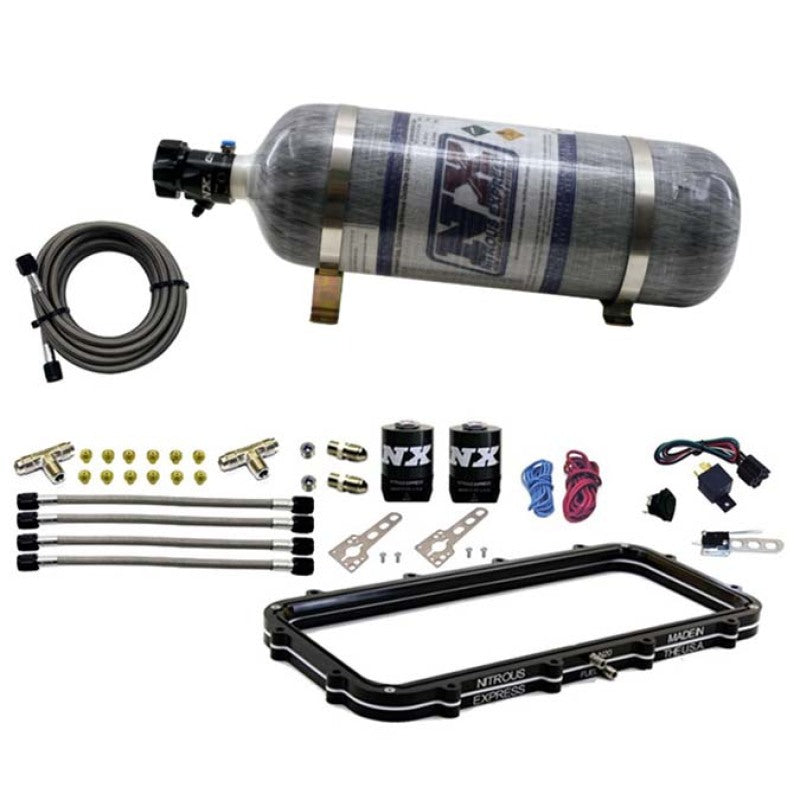 Nitrous Express Holley High Ram Plenum Nitrous Plate Kit w/12lb Bottle - Burkken Auto Parts