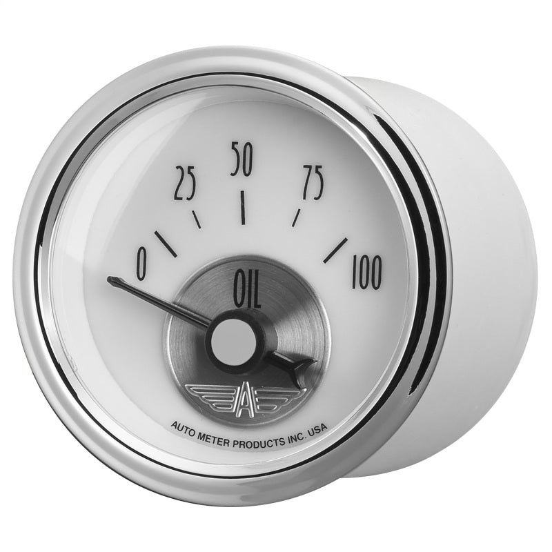 Autometer Prestige Series Pearl 2-1/16in 100PSI Electronic Oil Pressure Gauge - Burkken Auto Parts