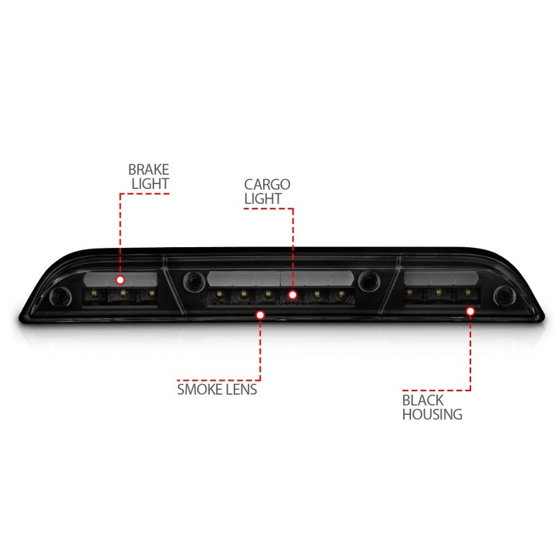 ANZO 15-20 Ford F-150 - F-450 LED Third Brake Light - Black Housing/Smoke Lens - Burkken Auto Parts