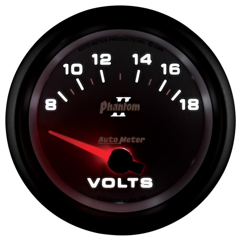 Autometer Phantom II 2-5/8in 18V Electric Voltmeter Gauge - Burkken Auto Parts