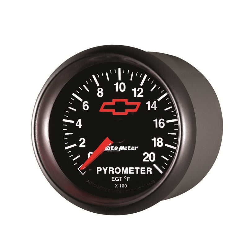 AutoMeter Gauge Pyrometer (Egt) 2-1/16in. 2000 Deg. F Stepper Motor Chevy Red Bowtie Black - Burkken Auto Parts