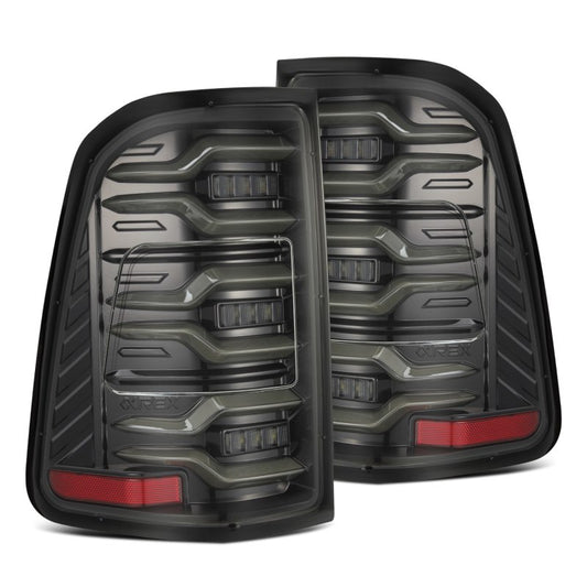 AlphaRex 19-21 Dodge Ram 1500 Luxx-Series LED Tail Lights Alpha-Black w/Activ Light/Seq Signal - Burkken Auto Parts