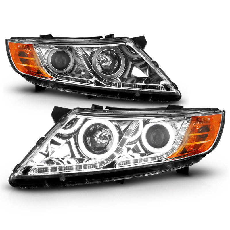 ANZO 2011-2013 Kia Optima Projector Headlights w/ Halo Chrome (CCFL) - Burkken Auto Parts