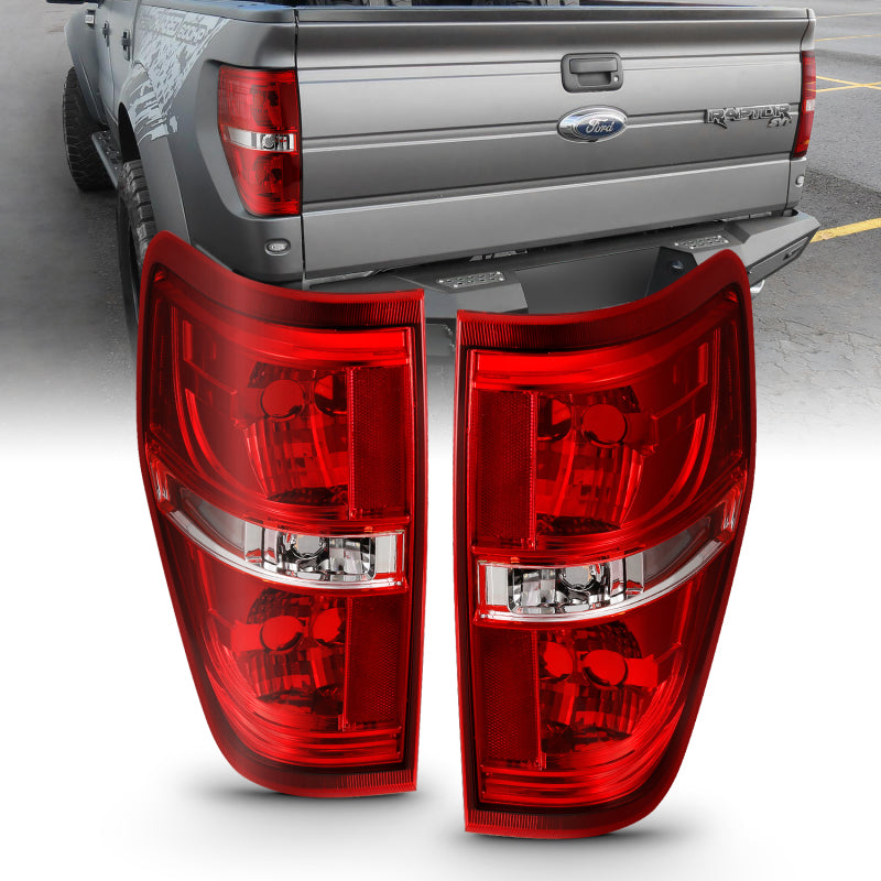 ANZO 2009-2014 Ford F-150 Euro Taillight Red/Clear (W/O Bulb) - Burkken Auto Parts