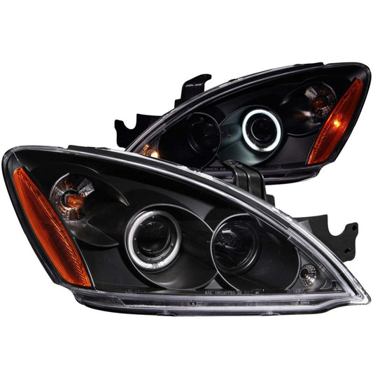ANZO 2004-2007 Mitsubishi Lancer Projector Headlights w/ Halo Black (CCFL) - Burkken Auto Parts