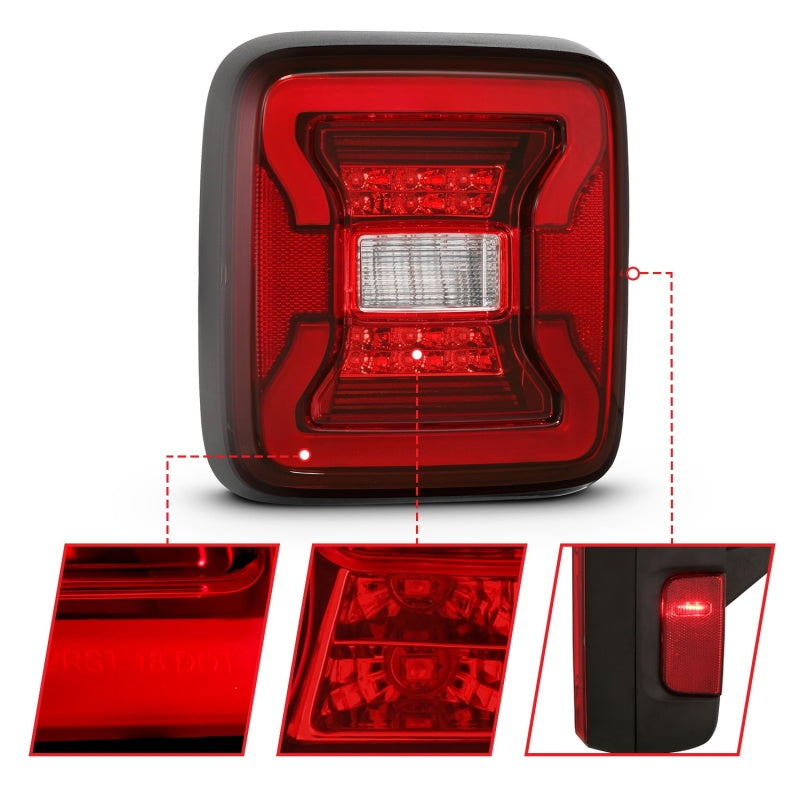 ANZO 18-19 Jeep Wrangler JL LED Taillights Black - Burkken Auto Parts