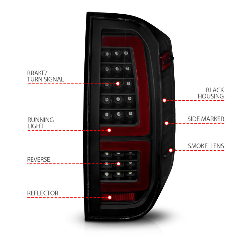 ANZO 2014-2021 Toyota Tundra LED Taillights Black Housing/Smoke Lens - Burkken Auto Parts
