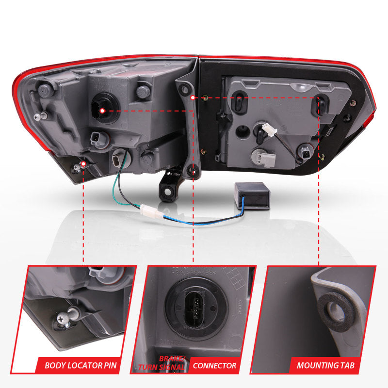 ANZO 2014-2016 Jeep Grand Cherokee LED Taillights Red/Smoke - Burkken Auto Parts