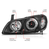 ANZO 2000-2004 Infiniti I30 Projector Headlights w/ Halo Black - Burkken Auto Parts