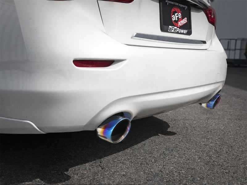 aFe Takeda 2.5in 304 SS Axle-Back Exhaust w/ Blue Flame Tips 16-18 Infiniti Q50 V6-3.0L (tt) - Burkken Auto Parts
