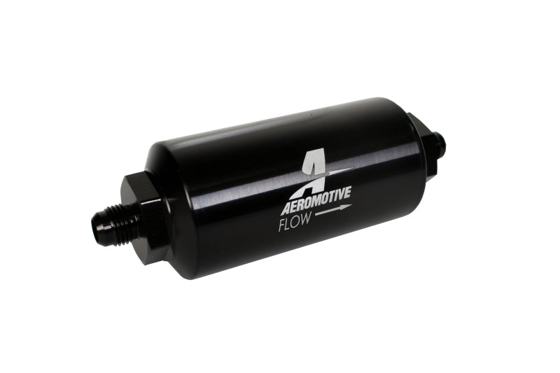 Aeromotive In-Line Filter - (AN-6 Male) 10 Micron Microglass Element Bright Dip Black Finish - Burkken Auto Parts