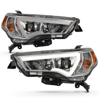 ANZO 14-18 Toyota 4 Runner Plank Style Projector Headlights Chrome w/ Amber - Burkken Auto Parts