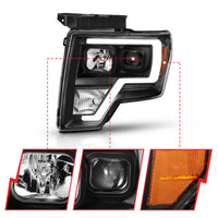 ANZO 2009-2014 Ford F-150 Projector Light Bar H.L Black Amber - Burkken Auto Parts