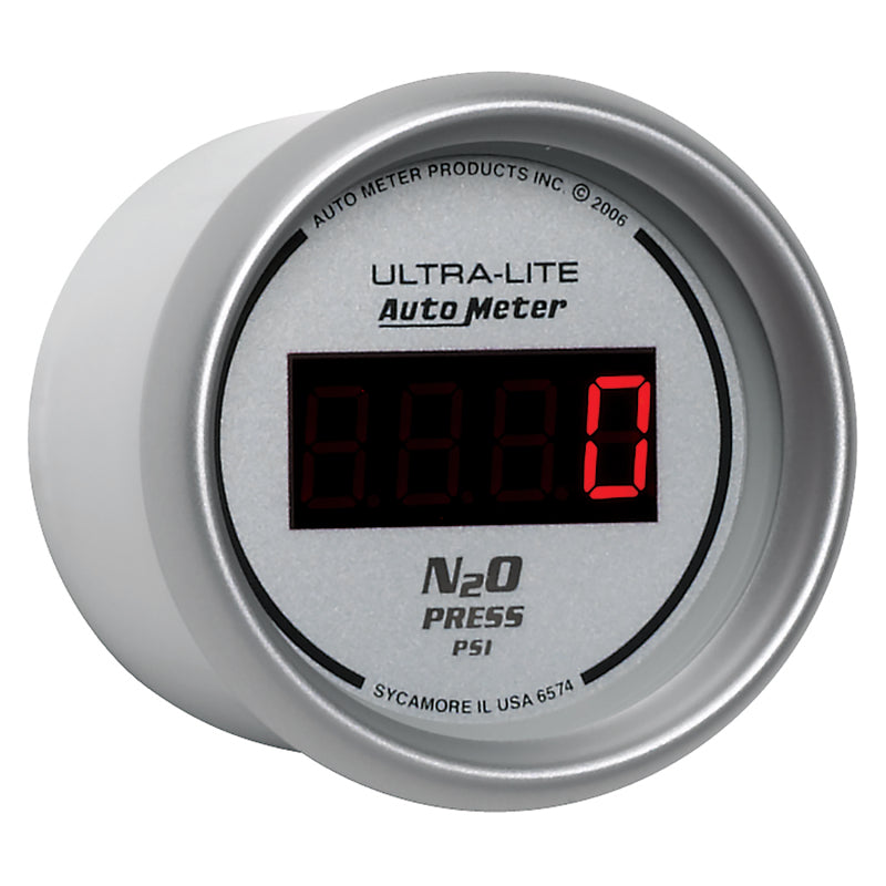Autometer Ultra-Lite 2-1/16in 1600 PSI Digital Nitrous Pressure Gauge - Silver - Burkken Auto Parts