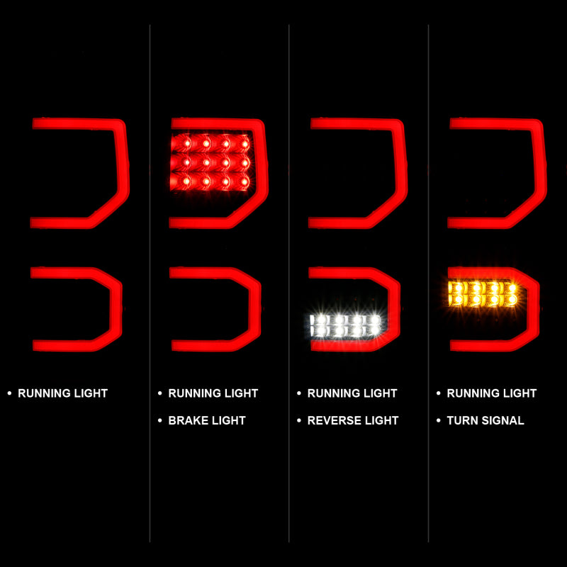 ANZO 2007-2013 Toyota Tundra LED Taillights Plank Style Black w/Smoke Lens - Burkken Auto Parts