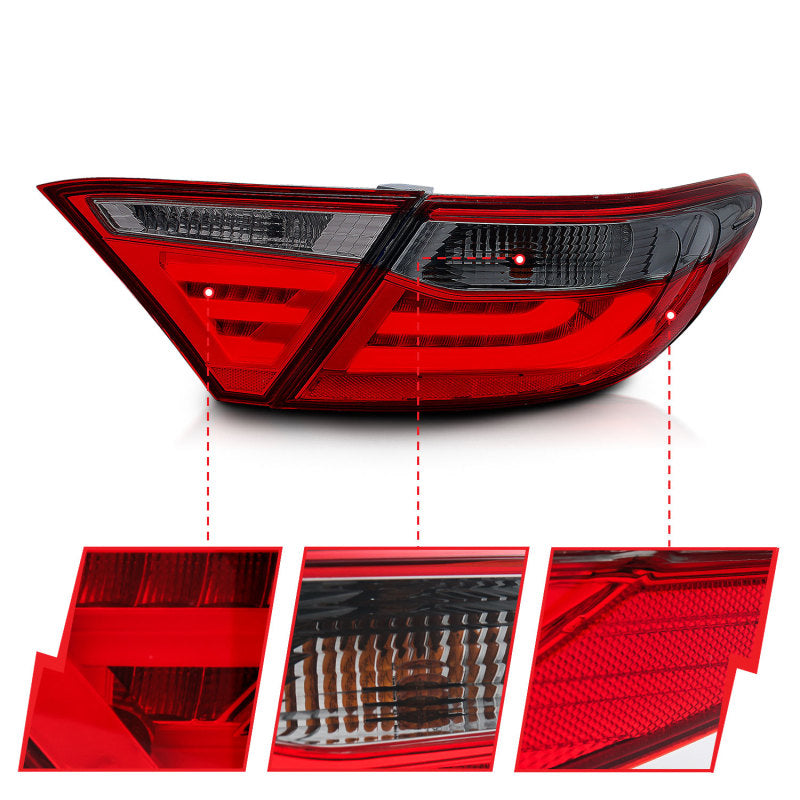 ANZO 2015-2016 Toyota Camry LED Taillights Smoke - Burkken Auto Parts