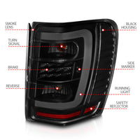 ANZO 1999-2004 Jeep Grand Cherokee LED Tail Lights w/ Light Bar Black Housing Smoke Lens - Burkken Auto Parts