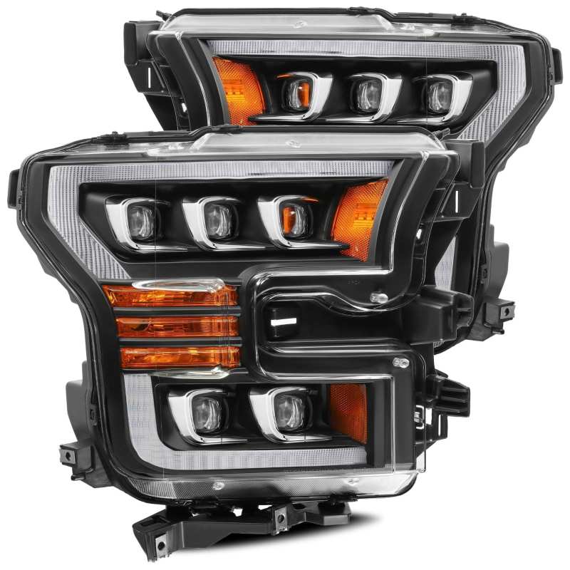 AlphaRex 17-20 Ford Raptor NOVA LED Proj Headlights Plank Style Matte Black w/Activ Light/Seq Signal - Burkken Auto Parts