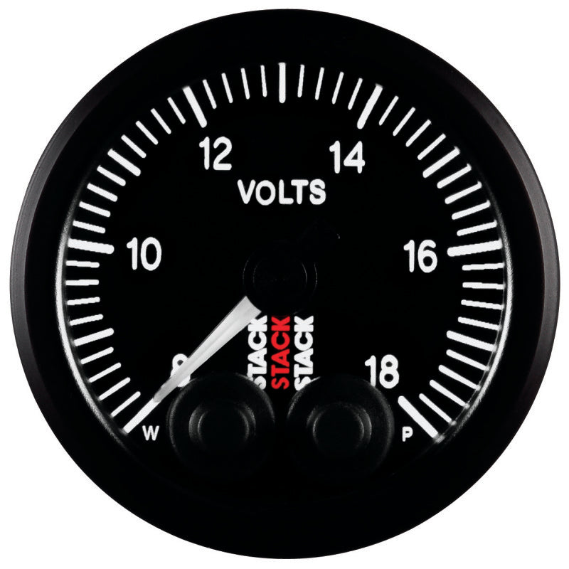 Autometer Stack 52mm 8-18V Pro-Control Battery Voltage Gauge -Black - Burkken Auto Parts