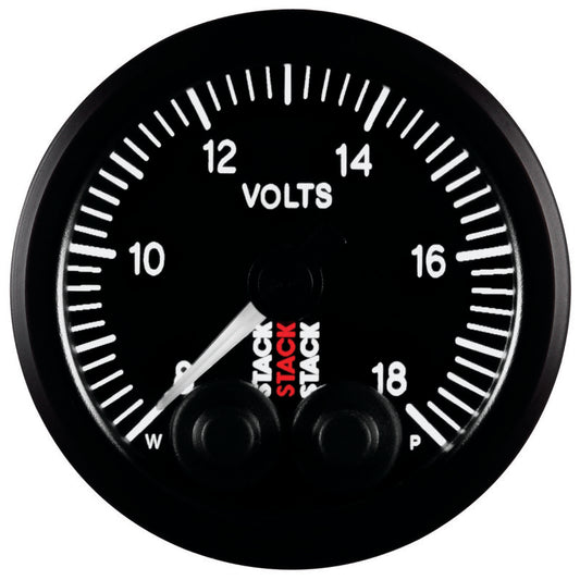 Autometer Stack 52mm 8-18V Pro-Control Battery Voltage Gauge -Black - Burkken Auto Parts