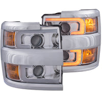 ANZO Projector Headlights 15-17 Chevrolet Silverado 2500HD / 3500HD Chrome w/ Chrome Rim - Burkken Auto Parts