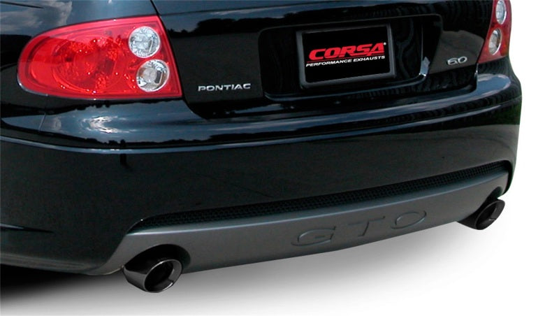 Corsa 05-06 Pontiac GTO 6L V8 2.5in Sport Cat-Back Exhaust + XPipe w/Dual Exit Single 4in BlackTips - Burkken Auto Parts