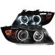 ANZO 2006-2008 BMW 3 Series E90-E91 Projector Headlights w/ Halo w/ LED Bar Black (CCFL) - Burkken Auto Parts