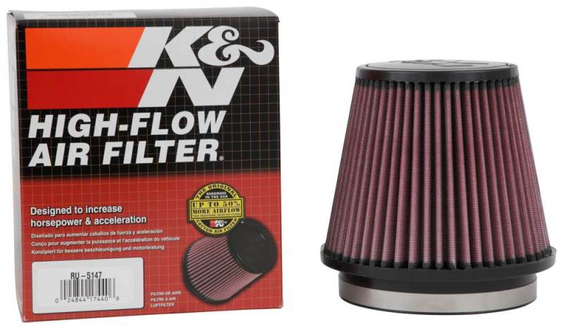 K&N Filter Universal Rubber Filter 5in Flange 6.5in Base 4.5in Top 5.5in Height - Burkken Auto Parts